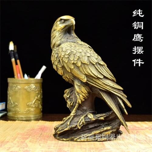 Decoration art craft Do the old antique brass ornaments copper Eagle copper material in black and yellow hand castin