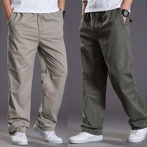 Spring and Summer Thin Section Casual Cotton Pants Men Multi-pocket Mens Trousers Oversize Pants Elastic Super Large Size M-6XL