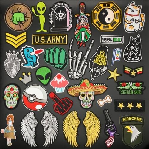 Wings Alien Clothes Badges Embroidered Patches for Clothing Punk Stripes Iron on Stickers Diy Appliques Sewing Cloth