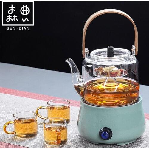 SENDIAN Japanese High Temperature Resistant Glass Teapot Steaming Dual-purpose Kettle 2021 New Hot Office Kitchen Accessories