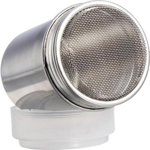 Stainless Steel Chocolate Shaker Icing Flour Cocoa Sugar Cappuccino Sifter + Lid