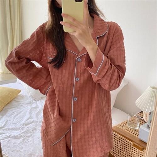 Sleepwear Women Pajamas Set 2020 New FashionSleeve Loose Long Cardigan HomewearSoft Autumn Tops Pants High Quality