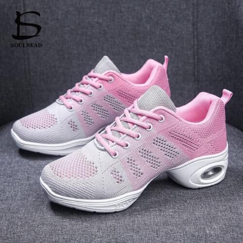 Women Dance Sneakers Woman Jazz Shoes Modern Dancing Shoes Flying Woven Net Spring Summer Outdoor Black White Ladies Sports Shoe