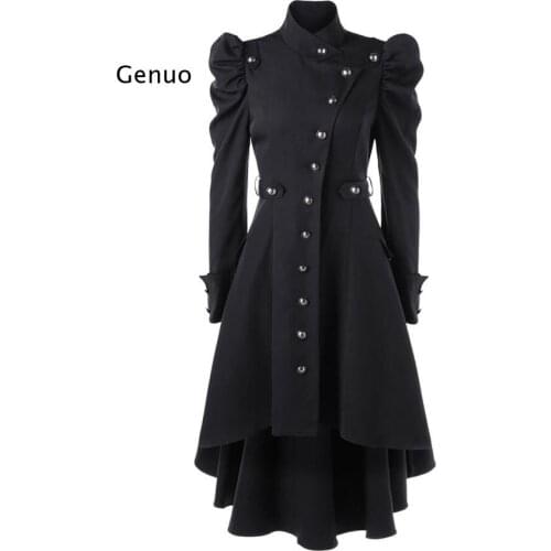 Coat Women Vintage Steampunk Long Coat Gothic Overcoat Ladies Retro Jacket Luxury Brand Dovetail Veste Femme