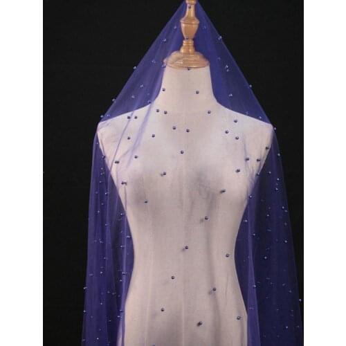 1M*1.45M Mesh Fabric Pearl Beaded For Bridal Vei DIY Girls' Tulle Dress&Dolls Sewing Wedding Backdrop Curtains Deco 2019 Hot