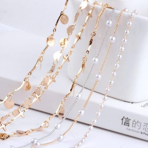 1meter Diy Handmade Accessories Genuine Goldplatingpearl Love Circle Chain Necklace Copper Round Metal Classic B3028.11 Women