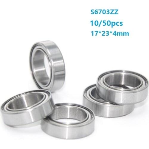 10/50pcs S6703ZZ S6703 ZZ 17x23x4mm ABEC-5 Thin wall stainless steel Deep Groove Ball bearing 17*23*4mm 6703 6703ZZ