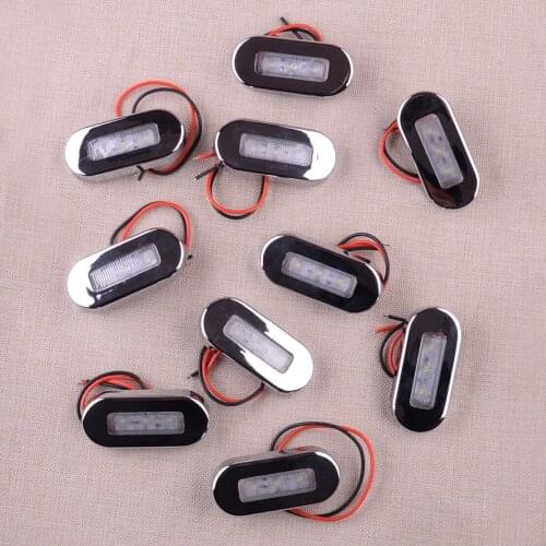 10pcs/Set 12V DC Marine Boat White 3-LED Courtesy Lights Stair Deck Garden Lamp for Universal Vehicles Trailer Truck