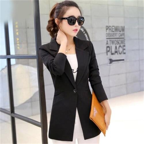 2018 spring and autumn small suit womens jacket new casual slim long-sleeved suit female long section large size M-3XL