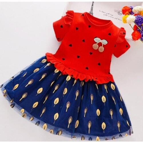 2021 Girls Dresses Summer Princess Floral Tutu Dress Cotton Knitted Cotton Heart Girls Clothes Party Dress 2 3 4 5 6 7 8 Years