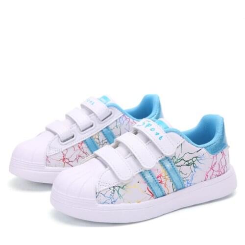 2021 Spring/Summer Leather Kids Shoes Girls Fashion Cartoon Print Casual Lightweight Breathable Soft Sport Running Childrens