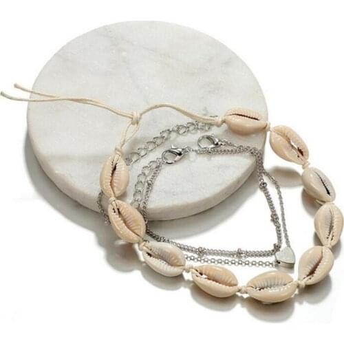 3PCS/set Sea Shell Bead Anklet Heart Charm Bracelet Chain Foot Jewellery Women Accessories Beaded Strand Anklet Gift