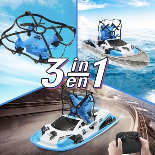 3 in 1 Sea Land and air Three Modes Four-axis RC aircraft RC Ship Speed Boat High-Speed Remote Control Car flying toy kids' gift