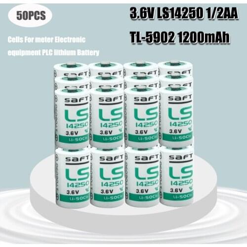 50PCS SAFT LS14250 6135-99-770-2535 Electric Meter Water Meter Battery ER1/2AA ER14250 3.6V Lithium Battery