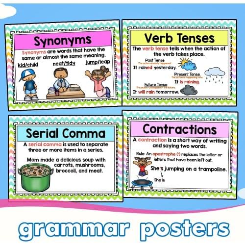 80 PCS Grammar Poster Pack English Learning Workbook for Kids Books Classroom Decoration Middle Shool Supplies Educational