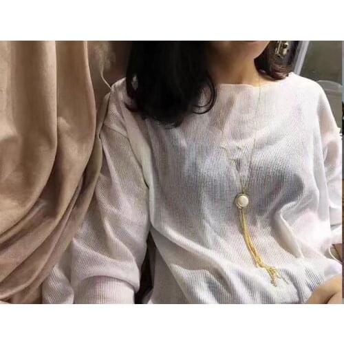 Free shipping >>>>noble jewelry natural baroque Japan kasumi white pearl necklace long 9K Gold