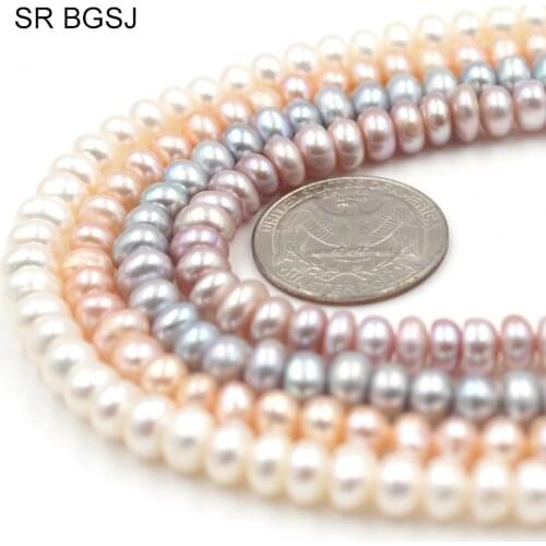 Free Shipping SR 6-7mm More Colors Rondelle Freshwater Pearl Gemstone Stone Jewelry Making Loose Beads Strand 15"