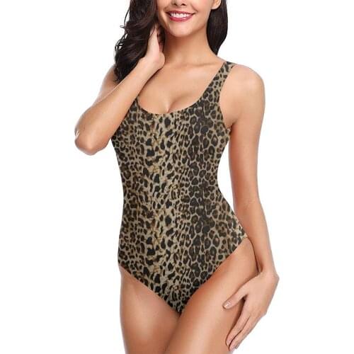 One-Piece Leopard Bathing Suits Sexy Swimsuits Swimwear For Women Teen Girls Print Vintage
