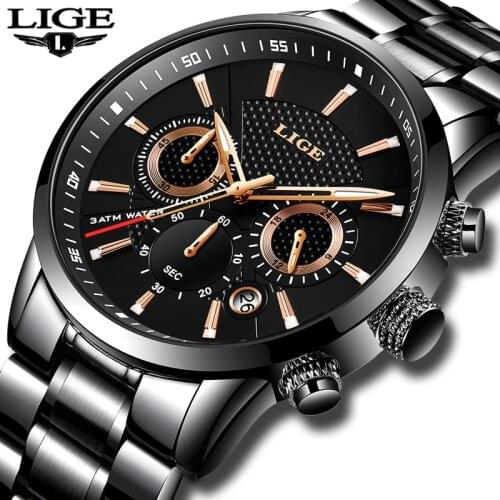 2019 LIGE Fashion Mens Watches Top Brand Luxury Mens Sports Quartz Watch Men Stainless Steel Waterproof Watch Relogio Masculino