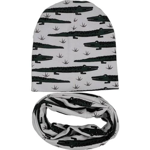 Baby Hat Cartoon Printing Cap Scarf Cotton Knit Winter Baby Caps For Childrens Accessories And Clothing