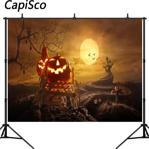 Capisco Magic Castle Witch Wizard Backdrop Photography Halloween Night Moon Background Decor Child Kid Portrait Photo Booth Prop