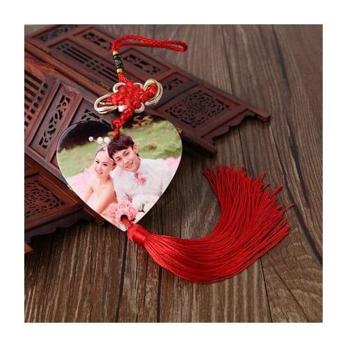 Hot transfer blank car hanging heart-shaped pendant Chinese knot pendant CP-04 single-sided printable / personalized custom pend