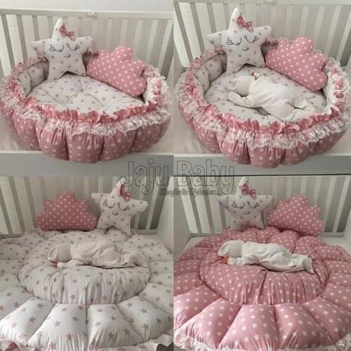 Jaju Baby Powder Star Baby Play Mat Babynest Play Mat Baby Nest, bedside, baby chaise lounge, portable baby bed, portable bed
