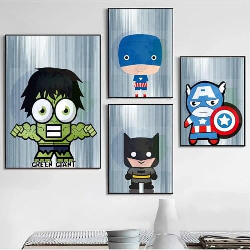 Marvel Cartoon Original Superhero Decor Canvas Painting Art Mural Poster and Print Wall Art Picture for Childrens Room No Frame