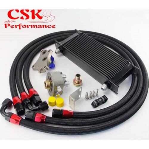 16 Row 248mm AN10 Oil Cooler Kit Fits For Nissan Silvia S13 S14 S15 180SX 200SX 240SX SR20DET Black/Silver