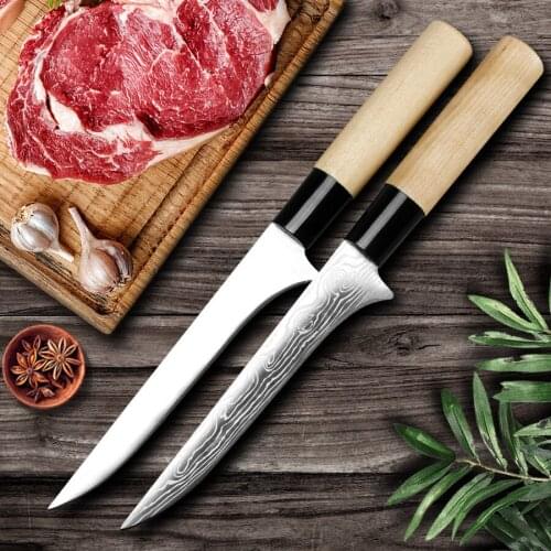 Bone Knife Butcher Boning Knife 7Cr17mov Stainless Steel Slicing Meat Knives Slaughter Knife Razor Sharp Blade Wood Handle
