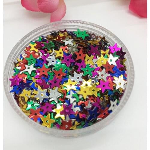 LNHOME 50g/Lot 5mm Mix Color Star Sequins Small PVC Paillette Loose Flat Hole Sequins Garment Accessories Halloween Sequins