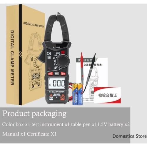 HT200A Current Clamp Multimeter Clamp Meter AC Ammeter Digital Clamp Meter AC DC True Effective Value Automatic Range Voltmeter
