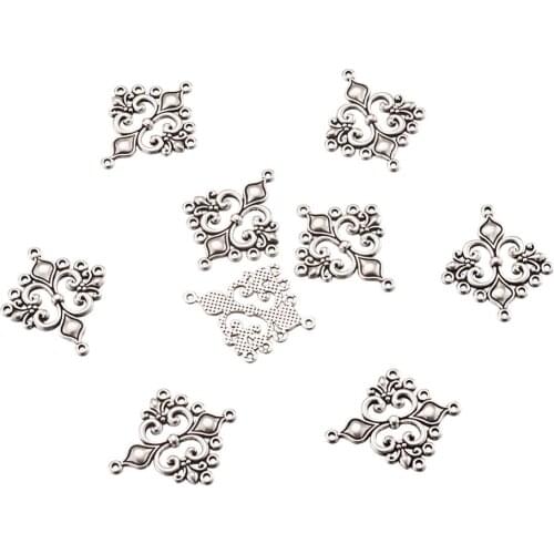 10pcs Antique Silver Color Tibetan Style Rhombus Chandelier Component Links for Dangle Earring Jewelry Making Findings