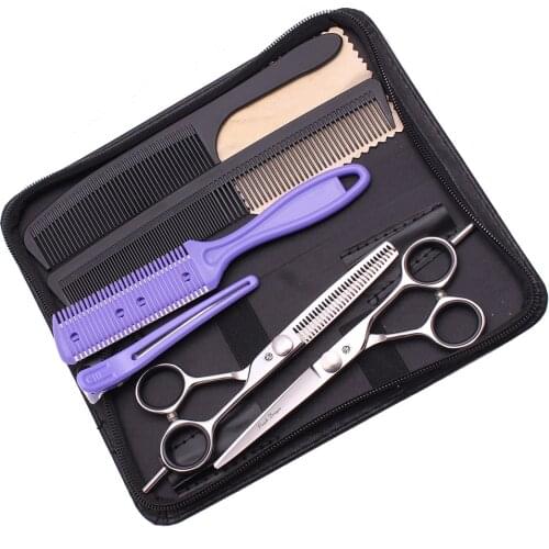 Professional Scissors Set 5.5" 6" 7" Purple Dragon Japan 440C Barber Hairdressing Thinning Shears Hair Cutting Scissors 1021