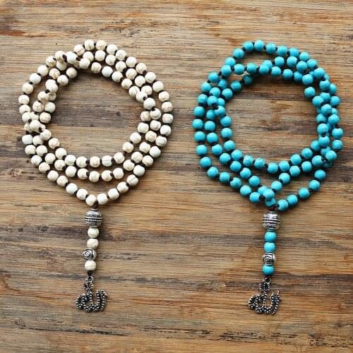 99pcs 6mm Hand Knotted Inelastic Stone Beads Buddhist Prayer Rosary Mala Necklace for woemn men jewelry