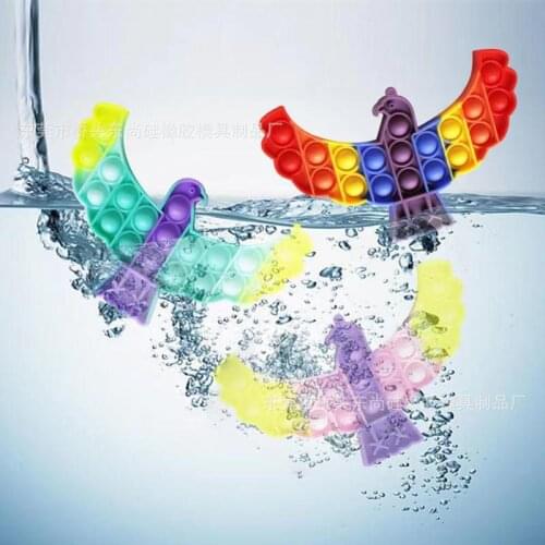 New tie-dye rainbow bear model rodent control pioneer silicone educational toy childrens decompression bubble toy gift for kids