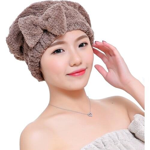 New Princess Hat Bow Simple Cute Quickly Dry Hair Shower Hat Thickening Shower Cap Bath Towel Lady Wrapped Towel Cap Bathing Hat