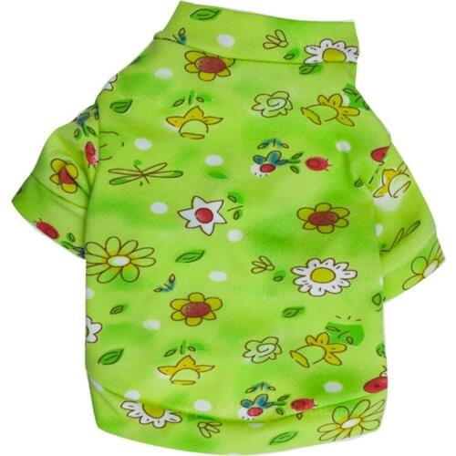 Dog Clothes Shirt Polyester Flower Print Vest T-shirt Spring Summer Clothing For Puppy Cat Pet Supplies Free Shipping