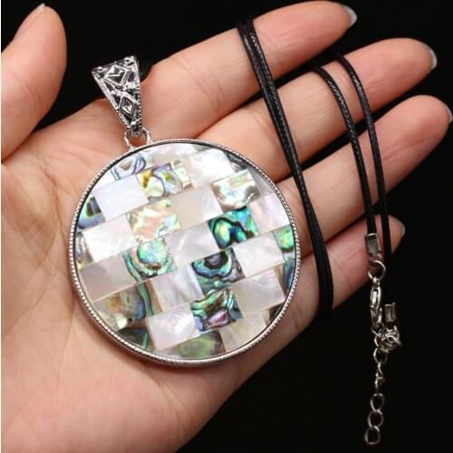 Natural Cracking Stripe Shell Pendant Necklace Abalone Mother of Pearl Shells Charms for Women Men Fashion Jewelry Necklaces