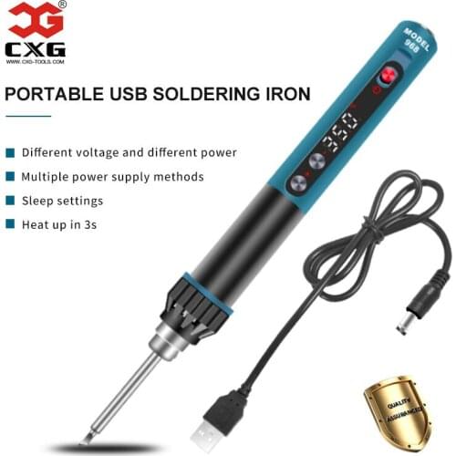 CXG 968 USB Soldering Iron Electric Mini Portable Adjustable Constant Temperature Sleep Function LED Display Weld Tools 24V 230W