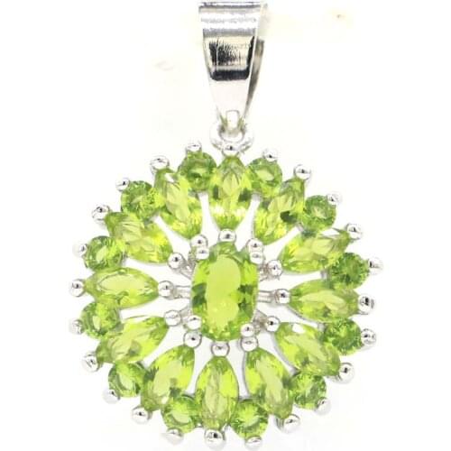 31x14mm Elegant Created Green Peridot London Blue Topaz For Ladies Wedding Jewelry Silver Pendant Wholesale Drop Shipping