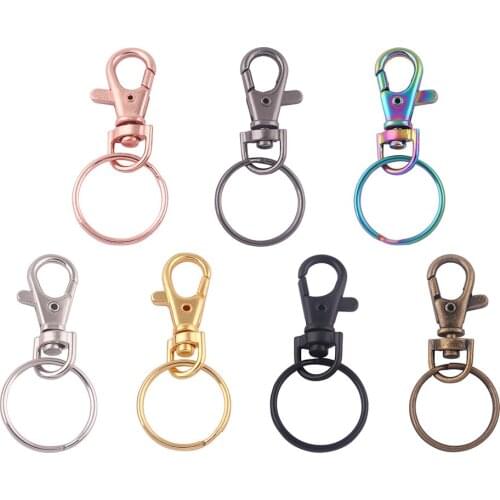 Rainbow Swivel Claw Clasp with Split Ring,Swivel Hook Purse Keychain Lobster Clasps Strap Hook for Key,Hardware Handbag Supplies