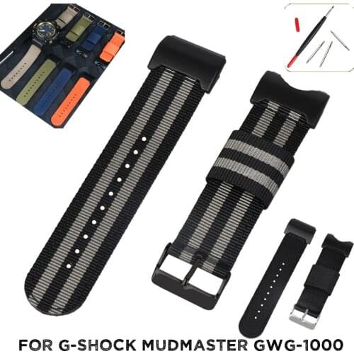 Nylon Watch Strap for Casio G-Shock Mudmaster GWG-1000 Replacement Watch Band Gshock Wrist Bracelet Fabric Watchbands GWG1000-1A