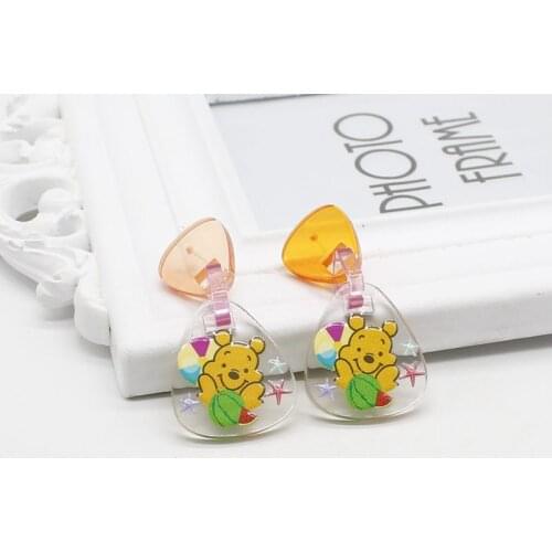 Korean Retro Geometric Bear INS Wind Transparent Long Girl Candy Color S925 Silver Earrings Holiday Style Acrylic Earrings