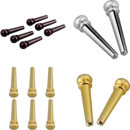 Guitar Bridge Pins Accessories 6PCS Brass Guitar Bridge Pins String Studs for Folk Acoustic Guitars Replacement