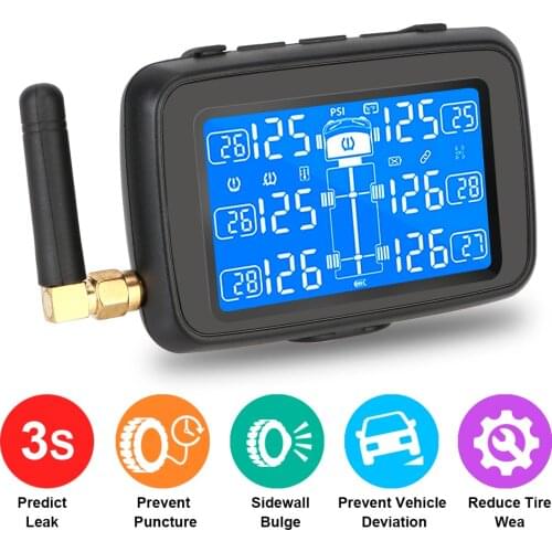 Auto Truck BUS TPMS with 6 External Sensors Replaceable Battery Car Wireless Tire Pressure Monitoring System Digital LCD Display