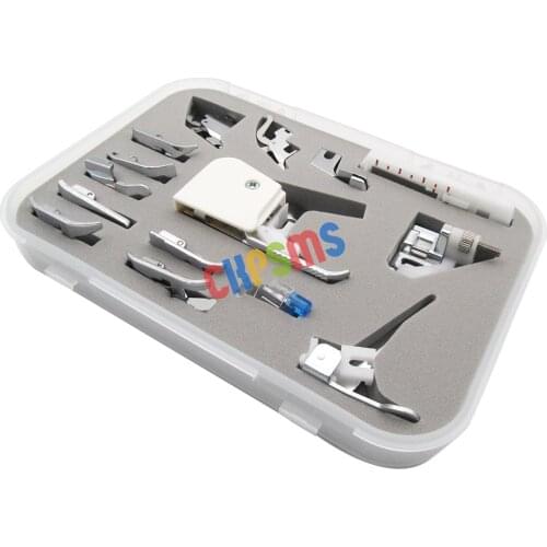 Universal 15pcs Presser feet both low shank and high shank Compatible with Babylock, Bernina (Bernette Series), Brother and more