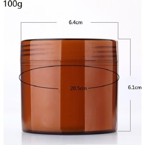 Stock 50g 100g 200g 300g 500g Plastic Cream Jar Double Wall Cosmetic Packaging Amber Empty Hair Wax Face Cream Containers 20pcs