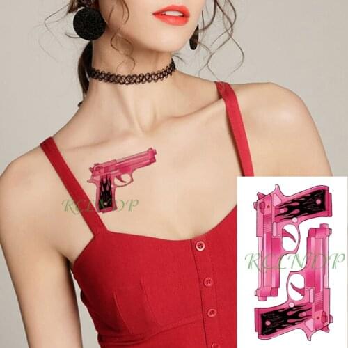 Waterproof Temporary Tattoo Sticker Machine Pink Gun Color Tatto Flash Tatoo Fake Tattoos for Men Women