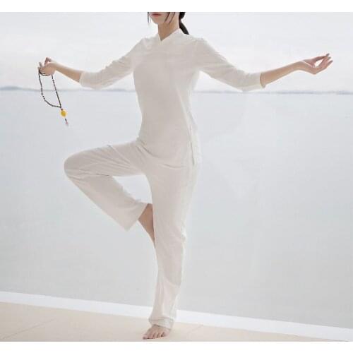 High qulity women Summer&Spring Stretch cotton Yoga suit tai chi taij uniforms zen lay meditation clothing
